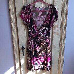 Worthington floral wrap stretch dress Sz M